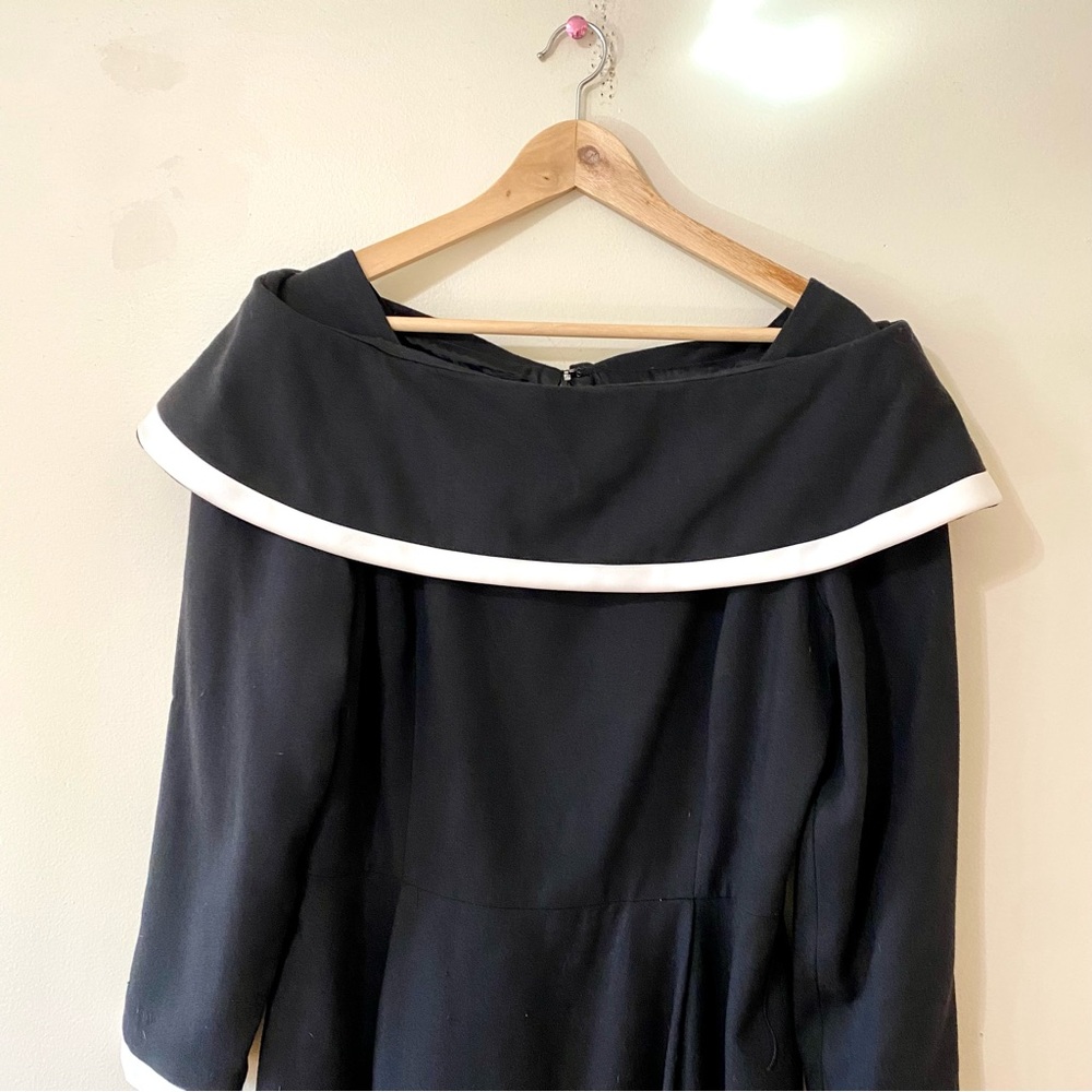 Vintage 80s Arnold Scaasi Dress Black White Classic Size 14 - NWT - Picture 2 of 9